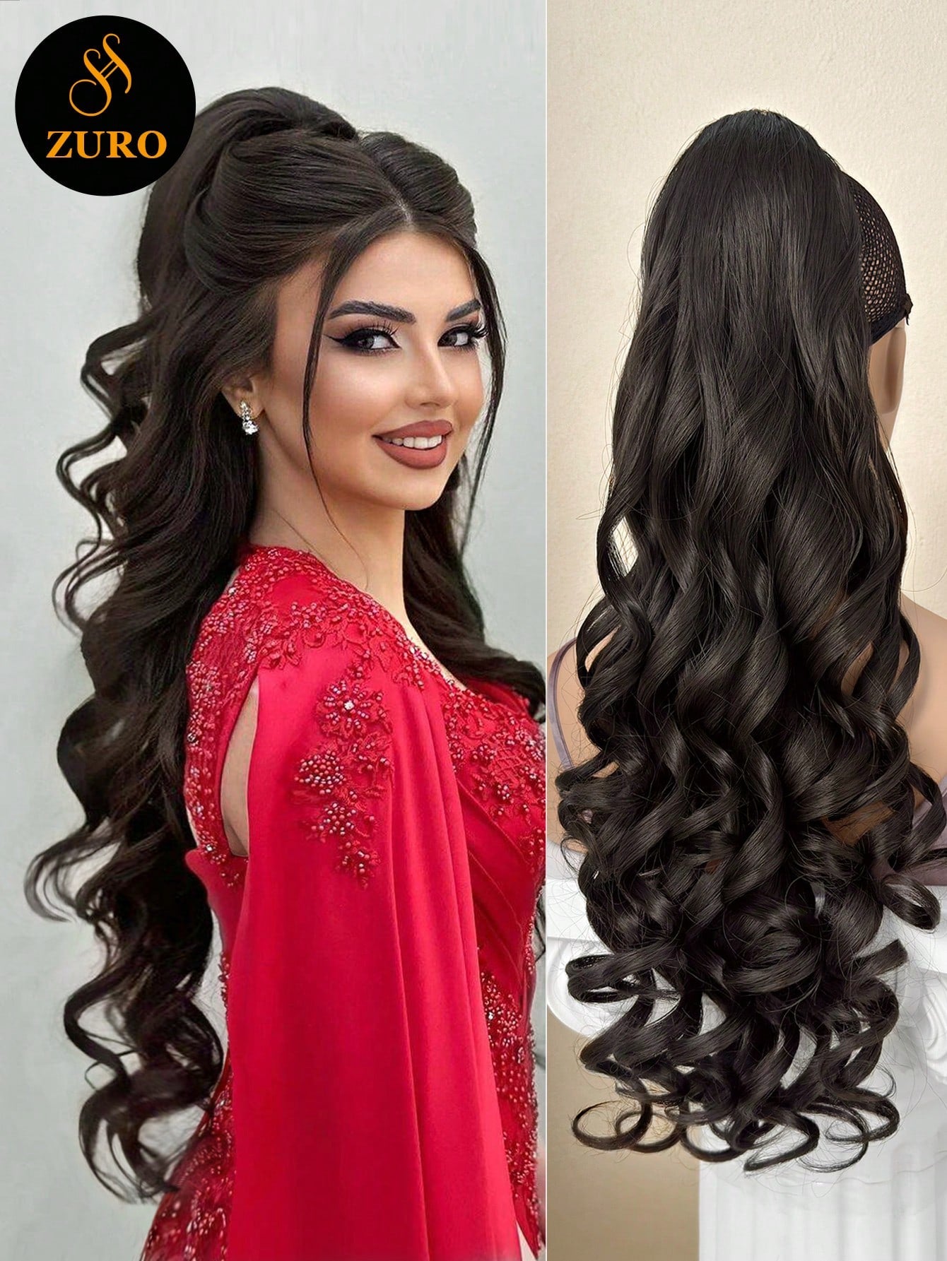 Claw Ponytail Extension Hair Accessories Light Brown 20-24 Inch Long Deep Wave Heat Resistant Fiber Synthetic Ponytail Hairpiece For Women Daily Used