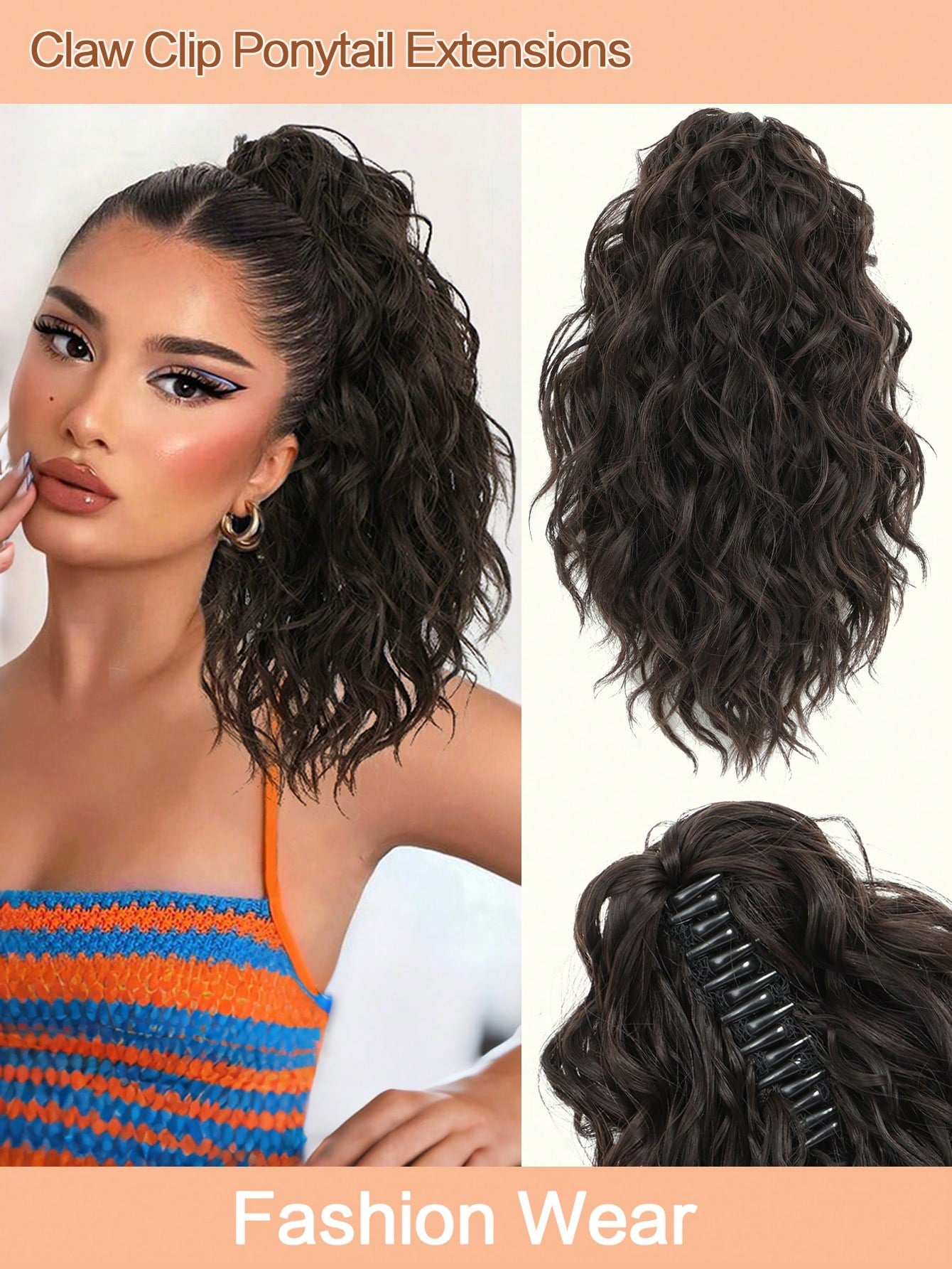 Curly Hair Ponytail Extension 12 Inch Claw Drawstring Ponytail Fake Hair Pieces Ginger Strawberry Blonde High Pony Tails Hair Extensions Synthetic Friendly Fiber For Women