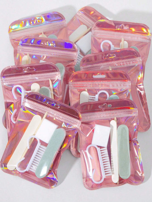 3/5 Packs ,Manicure And Pedicure Set, Mini Nail File And Orange Nail Stick Set, Double-Sided Nail File, Wooden Cuticle Pusher, Nail Cleaning Tools, Nail Stick, Nail Art Brush
