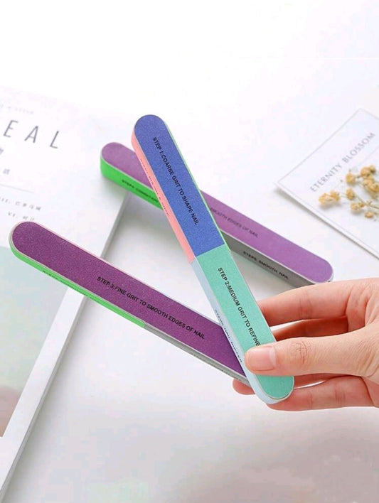 1pc Manicure Tools Colorful Seven-Sided Polished Nail File Manicure Edge File Frosted Shaping Polishing Strip For Manicure Salon