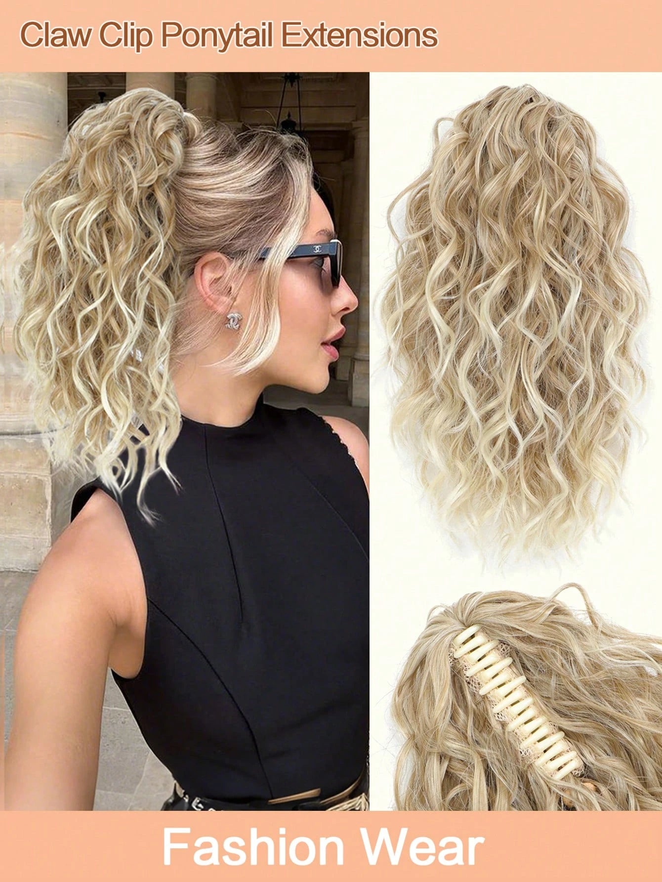 Curly Hair Ponytail Extension 12 Inch Claw Drawstring Ponytail Fake Hair Pieces Ginger Strawberry Blonde High Pony Tails Hair Extensions Synthetic Friendly Fiber For Women
