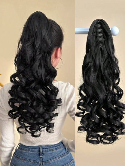 Claw Ponytail Extension Hair Accessories Light Brown 20-24 Inch Long Deep Wave Heat Resistant Fiber Synthetic Ponytail Hairpiece For Women Daily Used