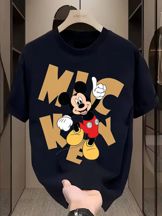 [Authorization] Disney Mickey series Women's couple T-shirt summer unisex short sleeved round neck 180g cool and breathable birthday gift regular version for daily commuting Men's base shirt daily wear suitable for birthday parties