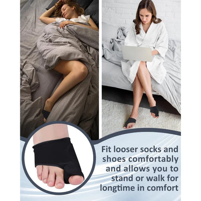 Adjustable Corrector Sleeve for Men & Women - Foot Support, 25-Degree Toe,, Day & Night Use, Black