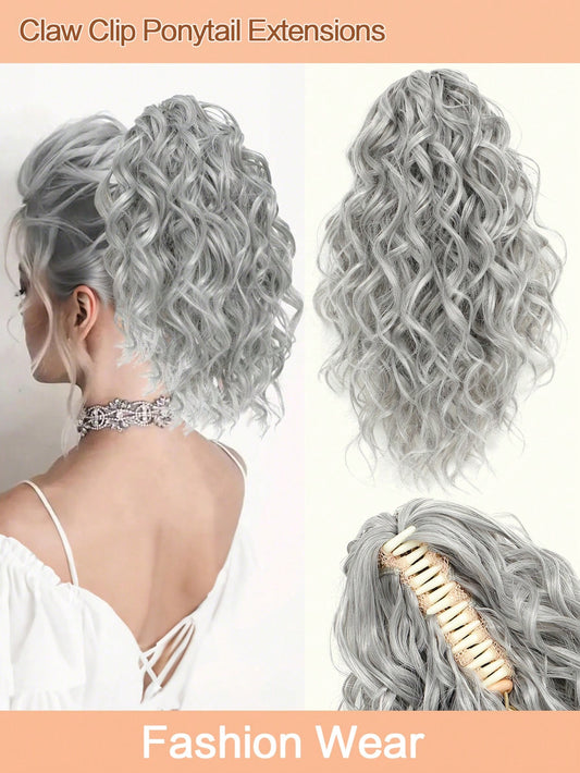 Curly Hair Ponytail Extension 12 Inch Claw Drawstring Ponytail Fake Hair Pieces Ginger Strawberry Blonde High Pony Tails Hair Extensions Synthetic Friendly Fiber For Women