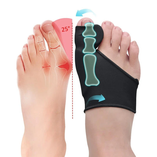 Adjustable Corrector Sleeve for Men & Women - Foot Support, 25-Degree Toe,, Day & Night Use, Black
