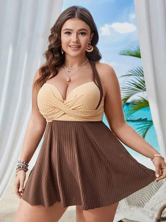 Two-piece Tankini Swimsuit in Large Size