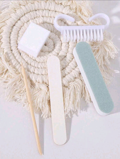 3/5 Packs ,Manicure And Pedicure Set, Mini Nail File And Orange Nail Stick Set, Double-Sided Nail File, Wooden Cuticle Pusher, Nail Cleaning Tools, Nail Stick, Nail Art Brush