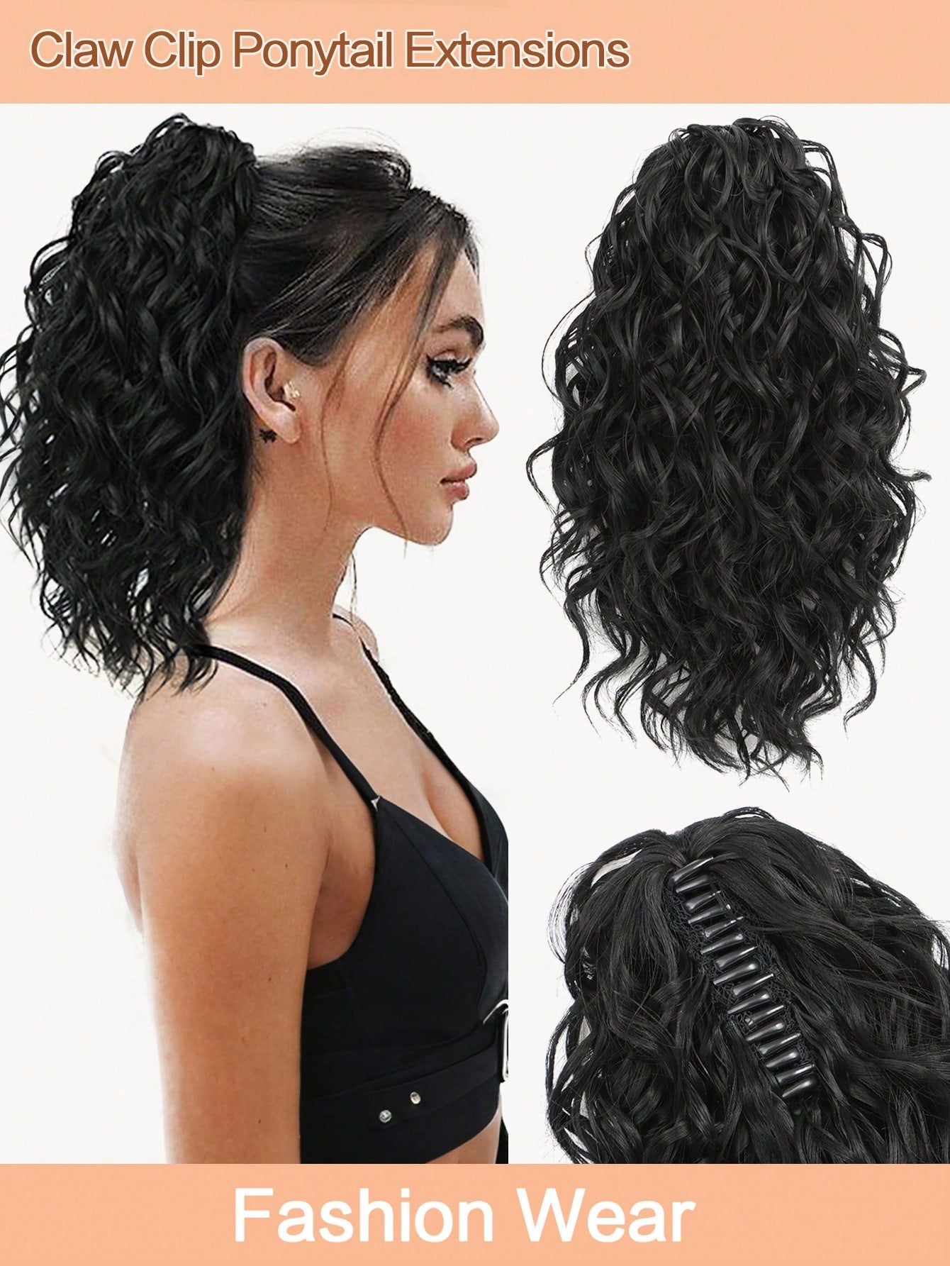 Curly Hair Ponytail Extension 12 Inch Claw Drawstring Ponytail Fake Hair Pieces Ginger Strawberry Blonde High Pony Tails Hair Extensions Synthetic Friendly Fiber For Women
