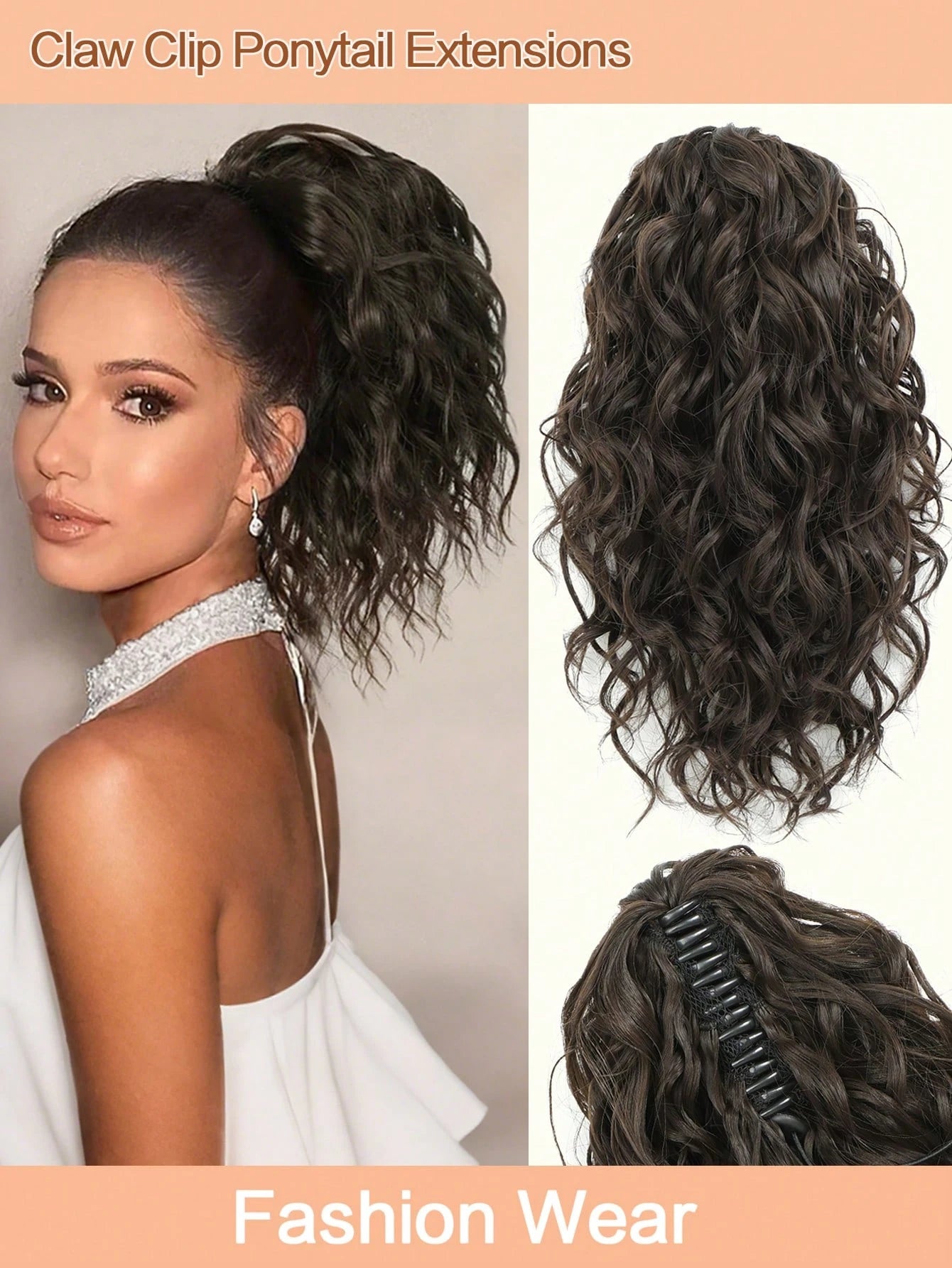 Curly Hair Ponytail Extension 12 Inch Claw Drawstring Ponytail Fake Hair Pieces Ginger Strawberry Blonde High Pony Tails Hair Extensions Synthetic Friendly Fiber For Women