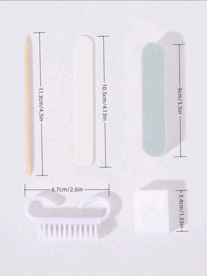 3/5 Packs ,Manicure And Pedicure Set, Mini Nail File And Orange Nail Stick Set, Double-Sided Nail File, Wooden Cuticle Pusher, Nail Cleaning Tools, Nail Stick, Nail Art Brush